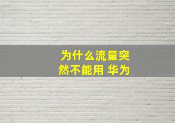 为什么流量突然不能用 华为